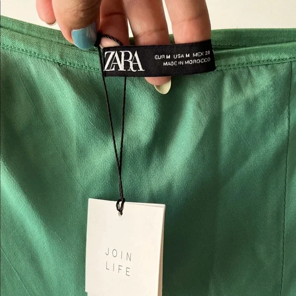 Zara green leg slit Midi Skirt M - Picture 5 of 7